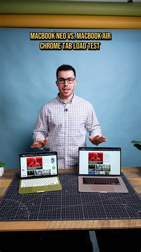 Pushing laptops to the limit: 40 Chrome tabs on MacBook Neo vs. Air