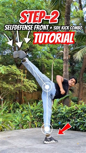 Selfdefense front kick + side kick combo tutorial #selfdefense #kick #mma #trending #viral #shorts