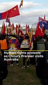 21K views · 490 reactions | Human rights protesters and supporters of China were involved in tense scenes outside an official welcome ceremony in Australia for China’s Premier Li Qiang. | Al Jazeera English | Facebook