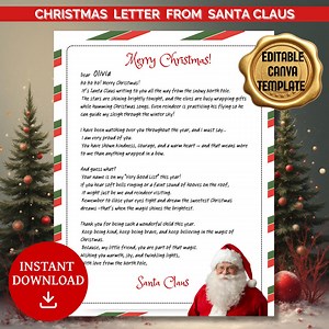 Personalized Letter From Santa Claus for Kids, North Pole Editable Letter Instant Download Template - Etsy