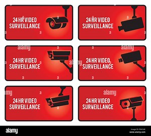 Warning set stickers for security video surveillance Stock Vector Image & Art - Alamy