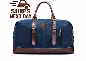 Personalized Canvas Weekender Bag: Large Monogrammed Duffle, Groomsmen Gift - Etsy