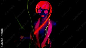 disco gogo dancer in glow UV costume
