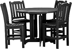highwood AD-CNL48-BKE Lehigh 5-Piece Round Counter Height Dining Set, Black