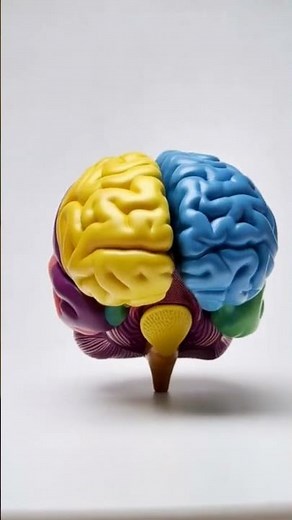 The human brain model shows the major lobes in different colors #healthtips #medical #3danimation