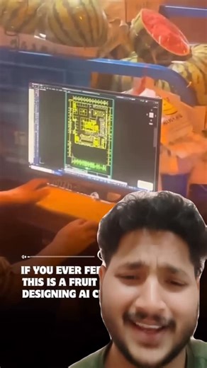 Prem on Instagram: "The reel shows a "Chinese Fruit seller" working on his monitor appears to be working on a VLSI (Very Large Scale Integration) design or a PCB (Printed Circuit Board) layout on his monitor. ​The screen shows a highly complex, multicolored schematic that looks like a chip architecture or circuitry floorplan. The text overlay on the video suggests he is "designing AI chips on the side" while working as a fruit seller. ​Since you are interested in computer graphics and algorithms