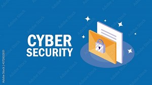 cyber security animation with padlock in folder