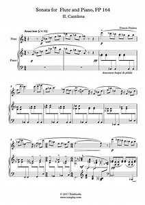 Sonata for Flute and Piano, FP 164 - II. Cantilena (Poulenc) - Flute Sheet Music