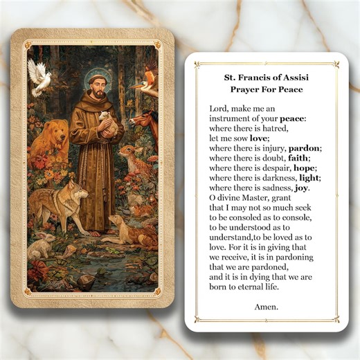 Saint Francis of Assisi - Peace Prayer - Printed Holy Prayer Card - Etsy