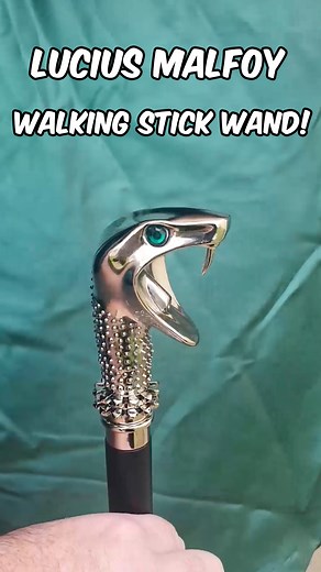 Showcasing the extravagant and luxurious background of this undercover Death Eater, the Lucius Malfoy Walking Stick Wand 1:1 Scale Life-Size Prop Replica from The Noble Collection is a masterful recreation of his gleaming silver and black wand. ORDER YOURS TODAY! bit.ly/Lucius-Malfoy-Walking-Stick | Popcultcha
