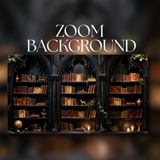 Zoom Background | Gothic Library Bookshelves Interior | Dark Academic Study Room | Zoom Video Call Backdrop | Digital Download | ZB20 - Etsy UK