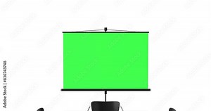 4k Resolution Video: Office Table, Chair and Projection Green Screen on Tripod with Alpha Mate