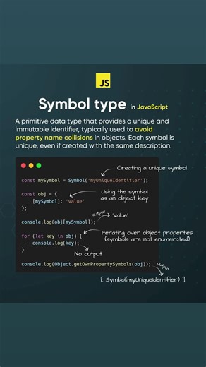 ⌨️ Symbol type in JavaScript - javascript hkimhab #Credit_JavaScript_Trainings #hkimhab22 #hkimhab #javascripthkimhab #hkimhabjavascript