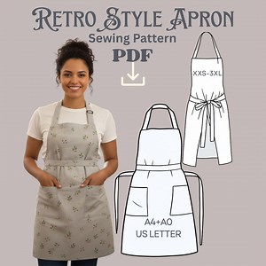 Retro Style Apron Sewing Pattern, XXS–3XL Sizes, Bib Apron With Pockets, PDF Download - Etsy Canada