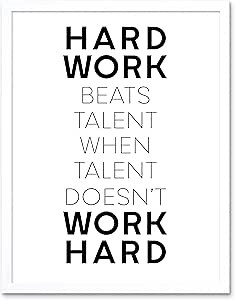 Artery8 Gym Motivation Hard Work Beats Talent Inspirational Exercise Wall Art Art Print Framed Poster Wall Decor 12x16 inch