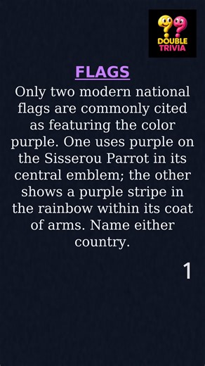 Flag trivia time! 🚩 Listen to the clues and see if you can figure out which country’s flag I’m describing. Lock in your guess before the reveal and tell me in the comments if you got it right. New Double Trivia shorts every day and full games twice a week! #trivia #shorts #flags #flagtrivia #geography #countries #worldflags #quiz #dailytrivia | Double Trivia