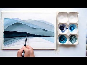 How to Paint an Abstract Landscape with Layered Misty Hills in Watercolor