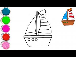 Easy Boat Drawing and Coloring for Kids | Fun Step-by-Step Tutorial
