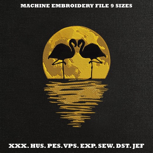 Flamingo Sunset Couple Embroidery Design, Flamingo Couple Embroidery File, Tropical Bird Embroidery, Sunset Flamingo Design, Instant Downloa - Etsy