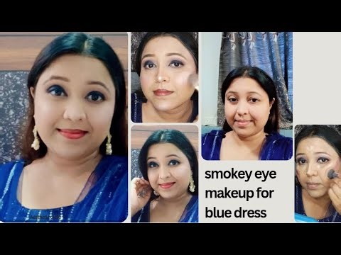 Blue smoke eye makeup tutorial ( summer waterproof and Sweatproof makeup tutorial) #makeup#smokeeye