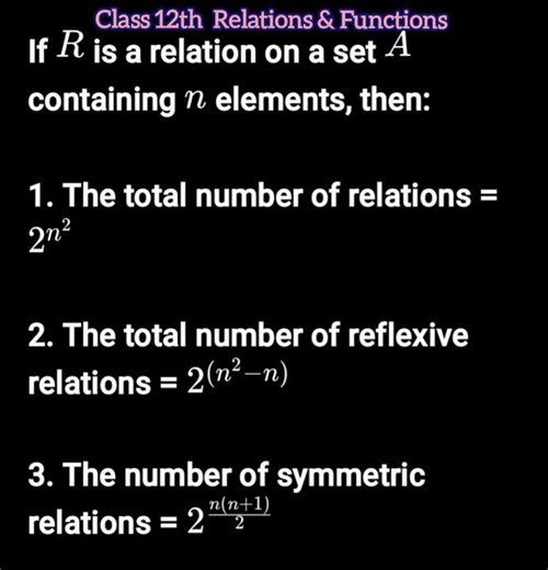 Formulae to find no. of reflexive and Symmetric Relations on set A