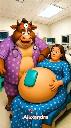 ❤ Evolution animal: cow doctor and pregnant woman in hospital