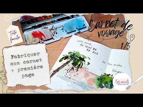 Watercolor travel journal 1/5 - Making your own journal + little houses and coconut tree
