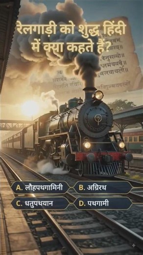 सिर्फ़ जीनियस ही बता पाएंगे! रेलगाड़ी को शुद्ध हिंदी में क्या कहते हैं? 🧠 #shorts #gk #gkquiz