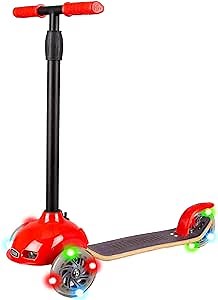 Nutcase, 3-Wheel Scooter with Adjustable Height Settings and Light Up Wheels, Red