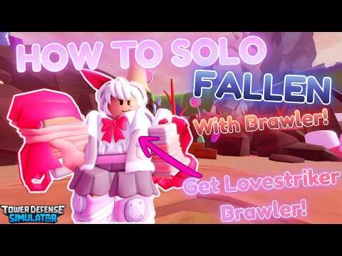Easy Guide + Strat | How To Solo Fallen With Brawler For Valentine Lovestriker Brawler | Roblox TDS