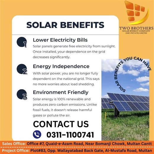 SOLAR BENEFITS - Two Brothers Solar Energy Company