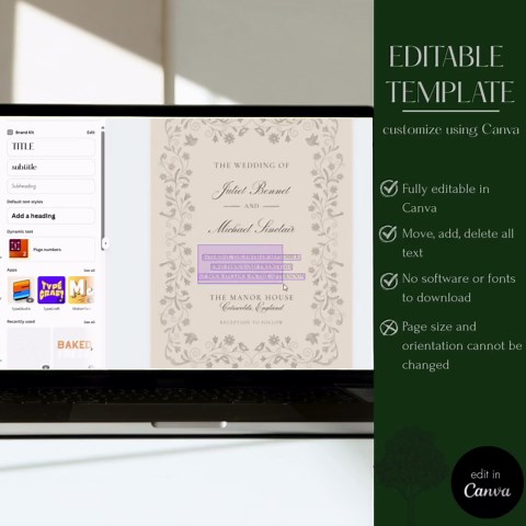 English Countryside Wedding Invitation Suite, Invitation RSVP Details Card, Canva Template, Digital Download - Etsy Canada