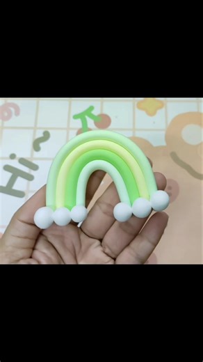 How to make a cute green rainbow from modeling clay #rainbow #handmade #diy #clay