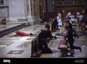 Vatican City State, Vatican City. 29th Nov, 2020. Pope Francis celebrates the ceremony of the Good Friday Passion of the Lord Mass in Saint Peter's Basilica at the Vatican on Friday, April 10, 2020. The ceremony was seen via video. Photo by Stefano Spaziani/UPI Credit: UPI/Alamy Live News Stock Photo - Alamy