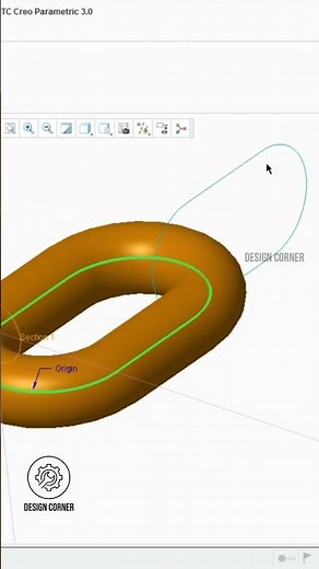 How to use the sweep option to create chain design in Creo Parametric #shorts #chaindesign #cad