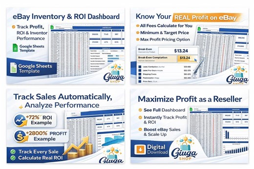 Ebay Profit Tracker Spreadsheet | Reseller Dashboard, Inventory & ROI Calculator | Google Sheets Digital Download - Etsy