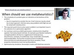 Introduction to Metaheuristics (5/9). Exploration and Exploitation. When to use metaheuristics