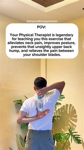 367K views · 2K reactions | This simple move can ease neck pain, correct your posture, prevent that upper back hump, and melt away the tension between your shoulder blades. No equipment, just results — and now you’ll know why your Physical Therapist swears by it! ‍♀️ #fblifestyle #NeckPainRelief #PostureCorrection #UpperBackPain #PhysicalTherapyTips #HealthySpine | Physical Therapy Session | Facebook