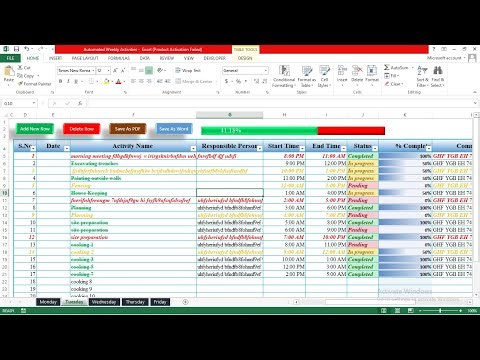 Weekly Tracking Activity Template