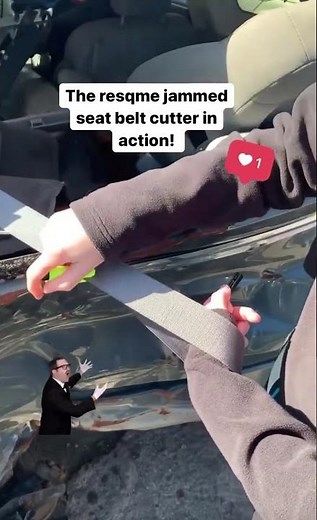 RESQME® cutting through jammed seatbelt in seconds! 😱