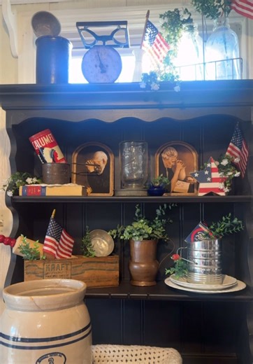 Finally able to start decorating a little and I’m not close to being finished but I’m obsessed!! #primitive #vintage #homedecor