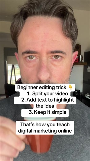 *“Beginner editing trick 👇 \t1.\tSplit your video \t2.\tAdd text to highlight the idea \t3.\tKeep it simple That’s how you teach digital marketing online.”* Description: When I started learning digital marketing, I thought videos had to be perfect. Perfect camera. Perfect lighting. Perfect editing. The truth is… simple videos work best. Split your clips, add clear text on screen, and explain the idea in a way beginners can understand. Digital marketing isn’t about being a professional editor — 