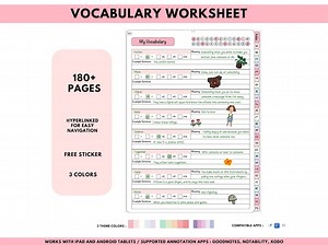 Digital Vocabulary Worksheets, Vocabulary Sheets, Vocabulary List, Vocabulary ,vocabulary Template - Etsy Australia