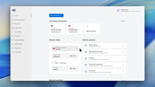 Convert between currency accounts