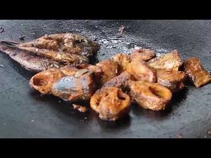 Indian street food 3 fresh fish fry fish stall near krishnagiri dam. indian fish fry