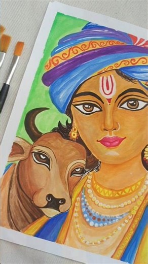 Krishna Drawing 🎨✨| Beautiful Art #shorts #art #indianart #easyart #artwork #painting #devotionalart