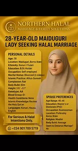 174K views · 801 reactions | SPOUSE PREFERENCES Age Range: 40–45 Education: Master’s or Doctorate (PhD) Occupation: Businessman Location: Preferably Borno State Religion: Muslim Body Build: Average Open to Distance Marriage?: No Preferred Qualities: God-fearing Dark-skinned Preferably Kanuri / Shuwa / Fulani | Northern Halal Marriage & Family Solutions Ltd | Facebook