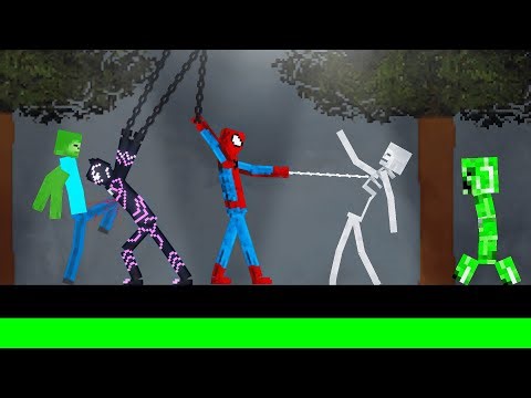 Spider-Man and Black Panther Escape From Minecraft Creatures on Acid Sea in People Playground