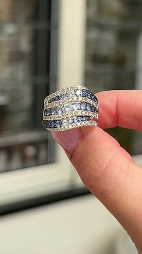 6.2K views · 154 reactions | Shades of Blueberry Sapphire seamlessly blend and mirror the gently flowing waves of the ocean in this stunning ring.  Shop this ring: https://www.levian.com/bold #ocean #waves #ring #sapphire #ombre #balayage #jewellery #gems | LeVian | Facebook