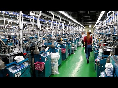 Largest Socks Mass Production Factory in Korea. Process of Making a Variety of Socks